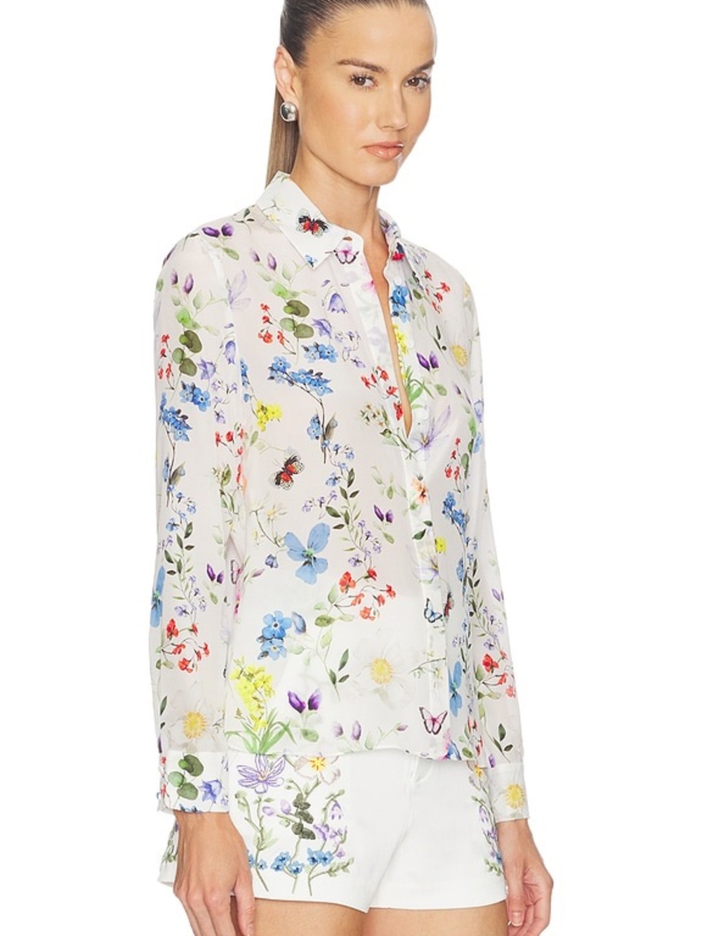 Alice + Olivia Twisting Vines Willa Placket Top - Picture 2 of 8